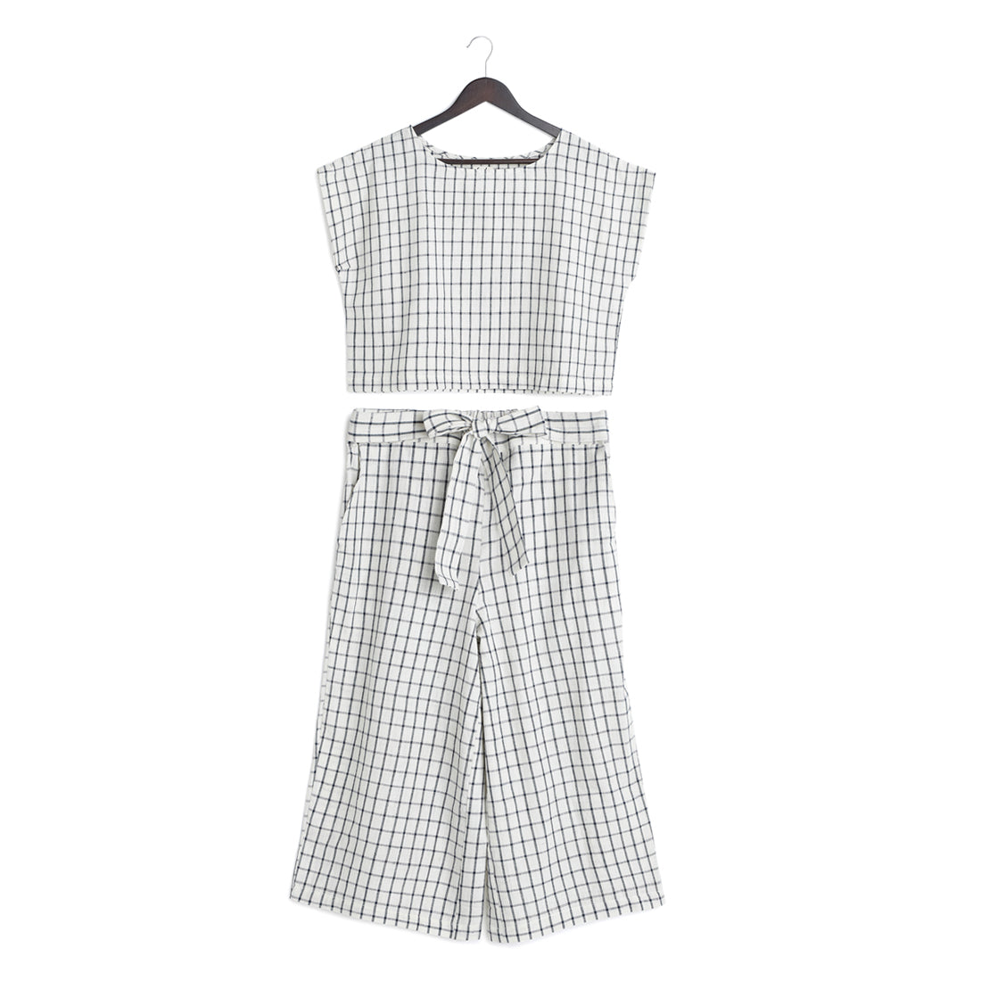 Blue Checks Box Top and Pant Set