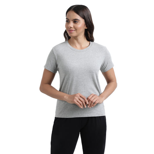 Cotton Workout Tee - Grey  - Front Image