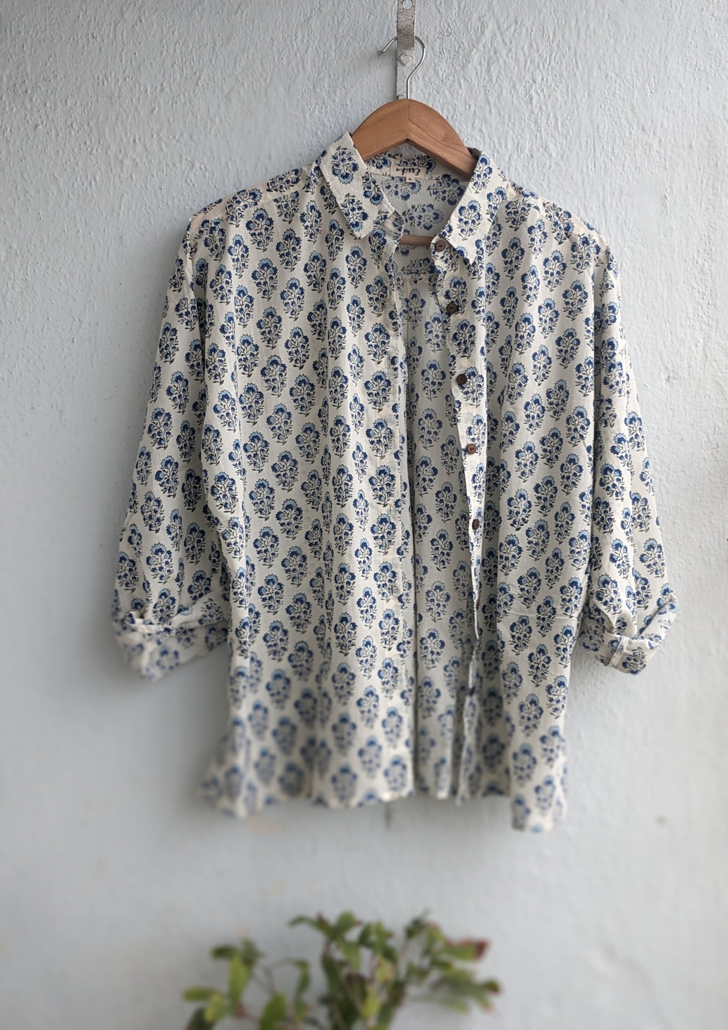 Women's Cotton full sleeves loose fitting, Casual wear shirt, Dark blue in 4 sizes (S, M, L, XL)