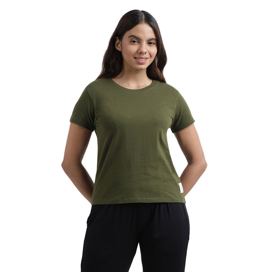Cotton Workout Tee - Green - Front Image