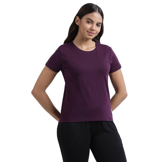 Cotton Workout Tee - Purple - Front Image