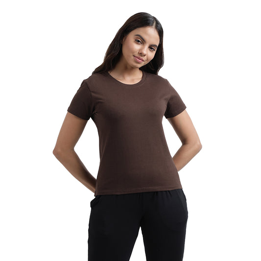 Cotton Workout Tee - Brown - Front Image