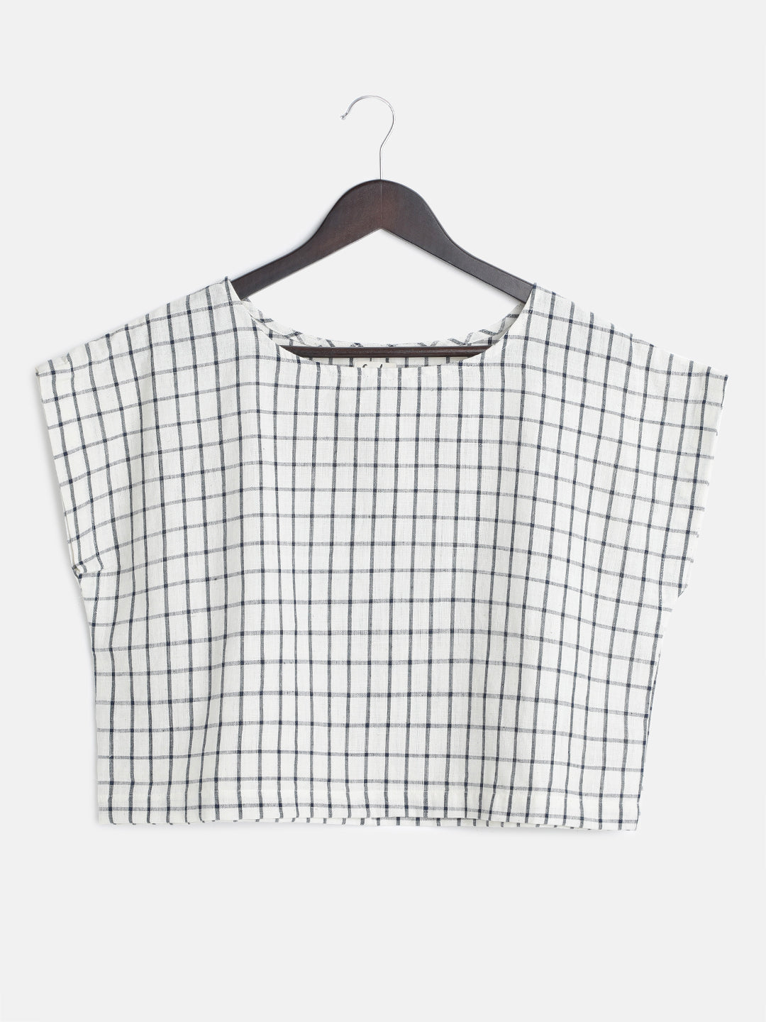 Women's Cotton Top Blue Checks - Front Image
