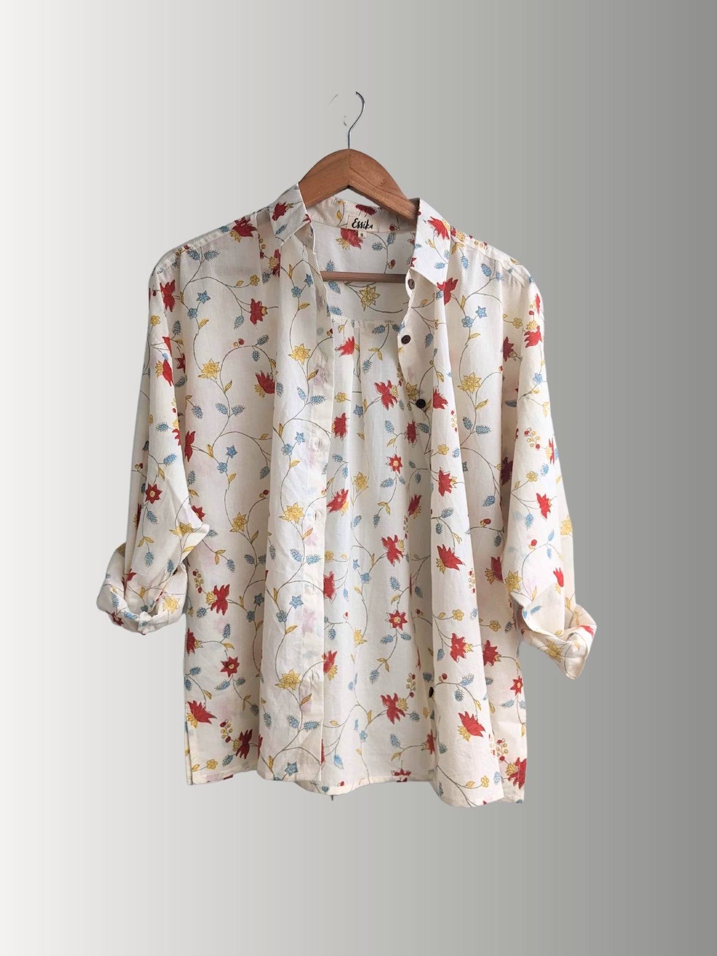 Women's Cotton full sleeves loose fitting, Casual wear shirt, Poppy Red in 4 sizes (S, M, L, XL)
