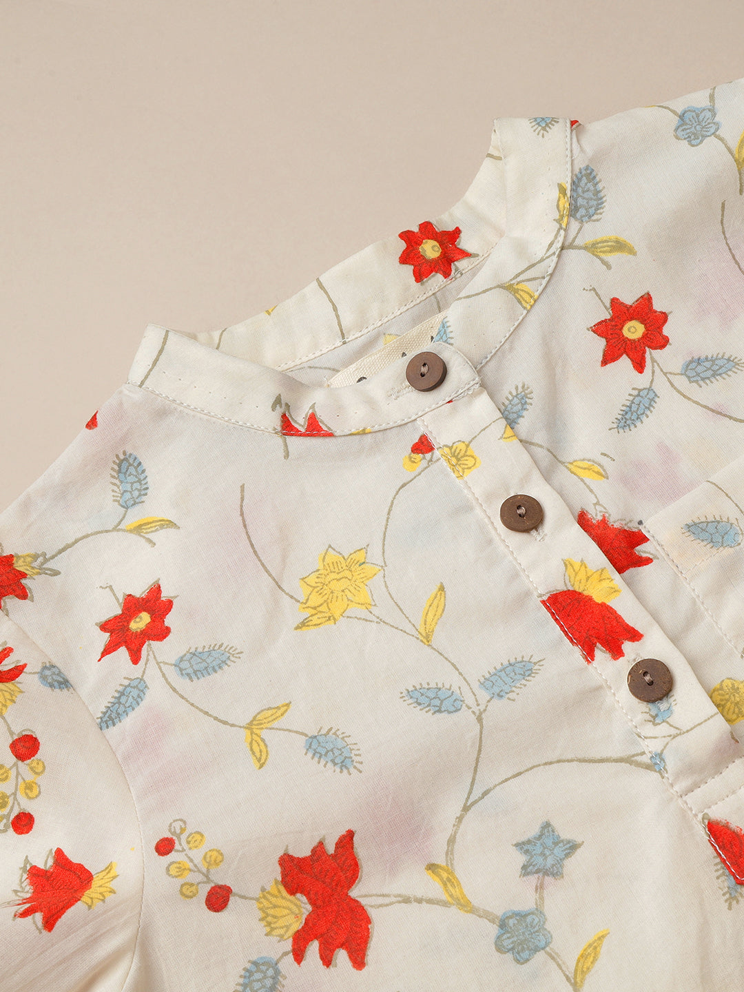 Boys Cotton full sleeves shirt with Poppy print 2yrs to 6 yrs -Front Close up image