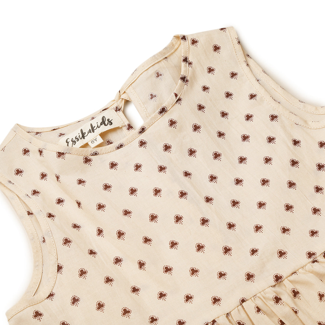Girls Sleeveless Dress Peach -  2 yrs to 6 yrs - Closeup