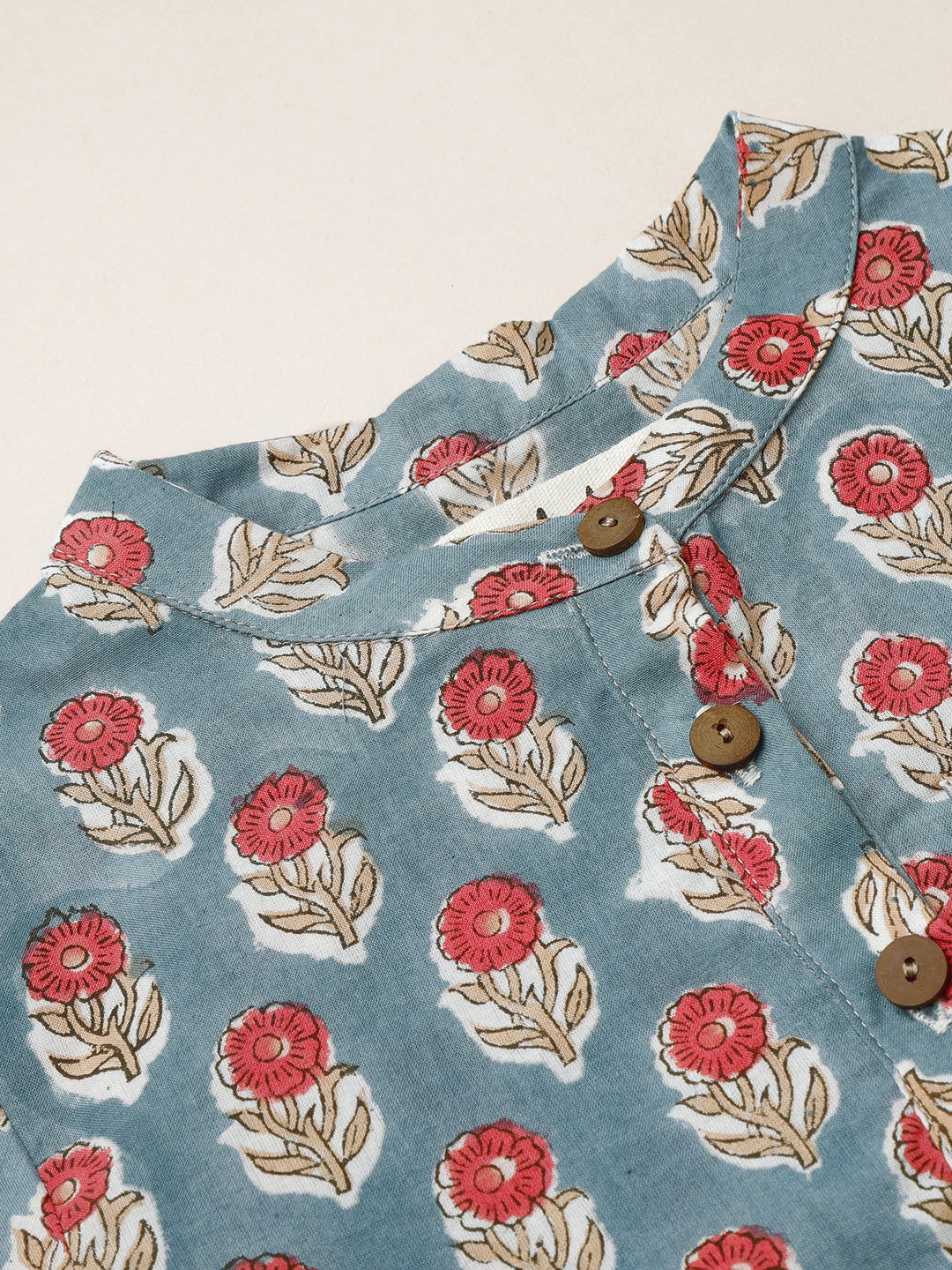 Boys Cotton Teal & Red full sleeves shirt 2 yrs to 6 yrs - Front Close up image