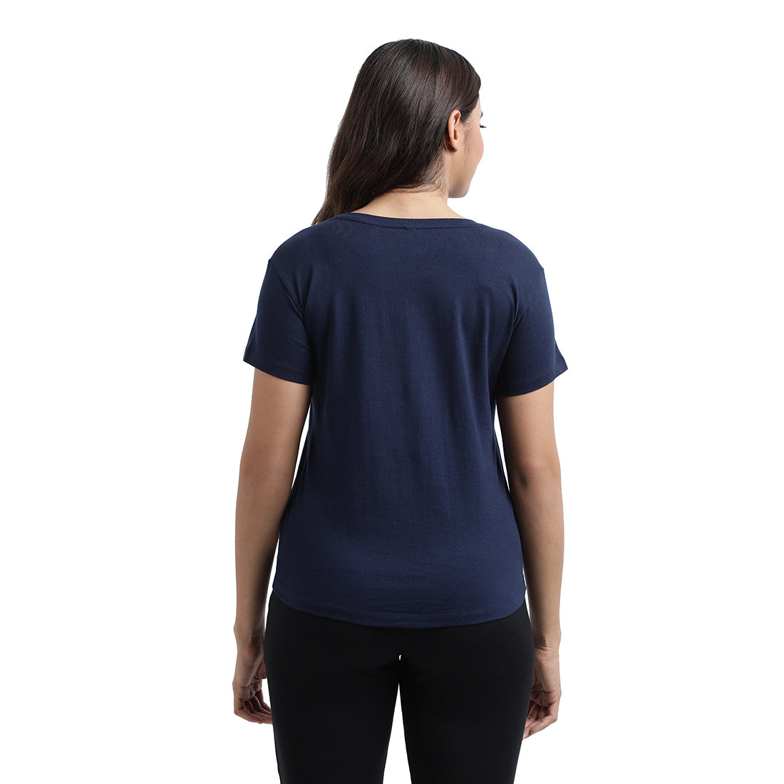 Cotton Workout Tee - Navy Blue - Back Image