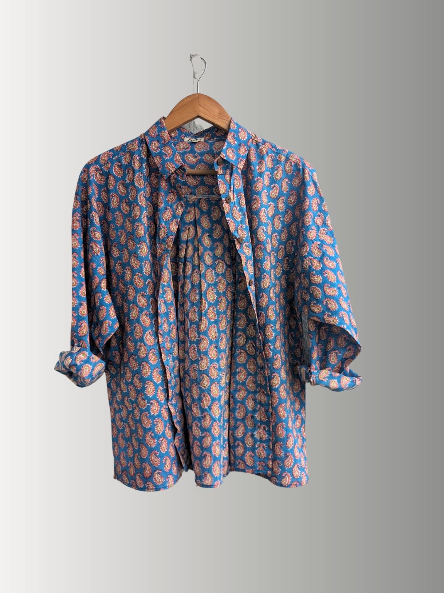 Women's Cotton full sleeves loose fitting, Casual wear shirt, Blue and Pink in 4 sizes (S, M, L, XL)