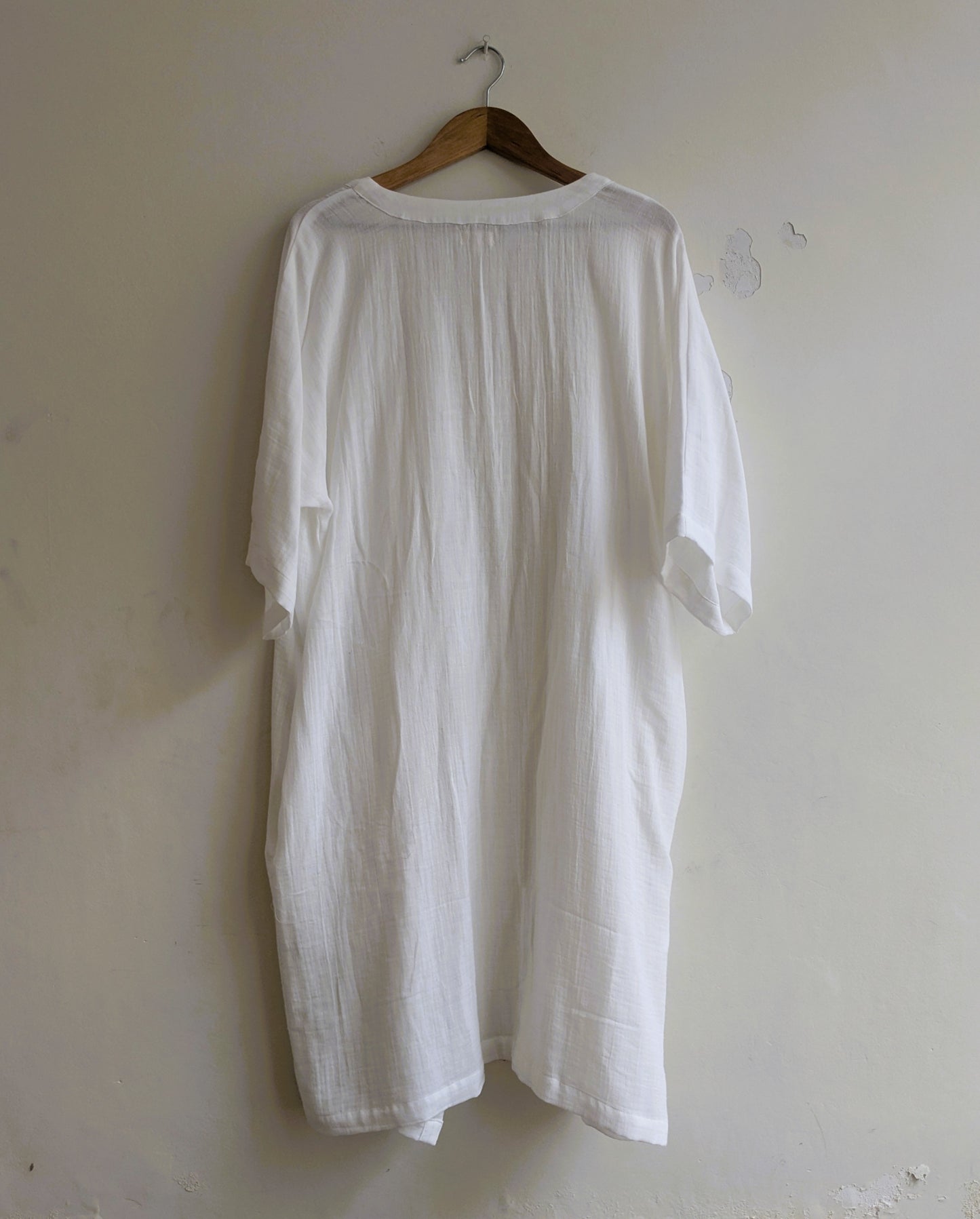 Women's dojo wrap in white cotton - Back Image