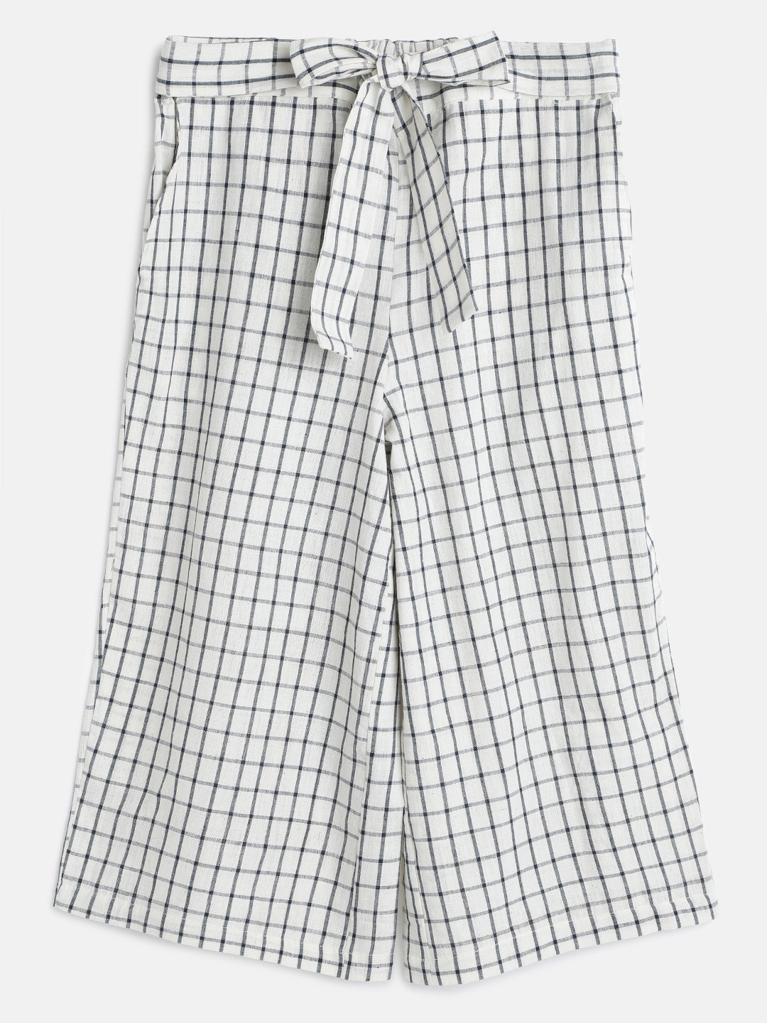 Women's Cotton Blue Checks Culotte - Front Image