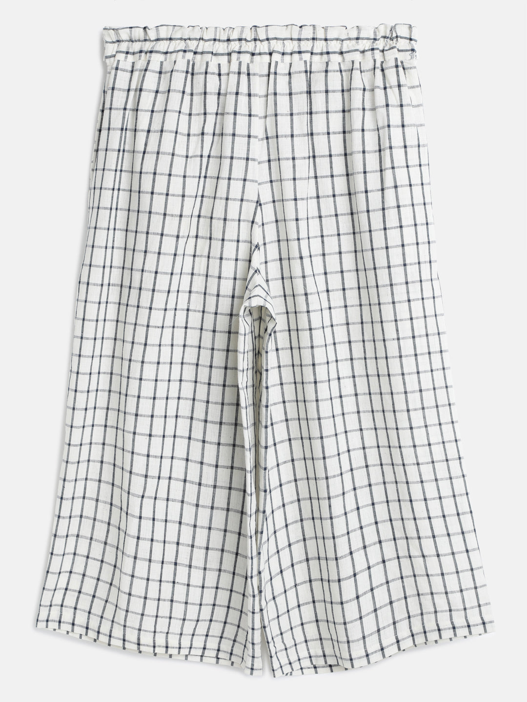 Women's Cotton Blue Checks Culotte - Back Image
