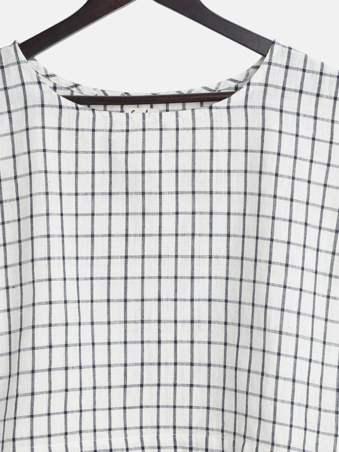 Women's Cotton Top Blue Checks - Closeup  Image