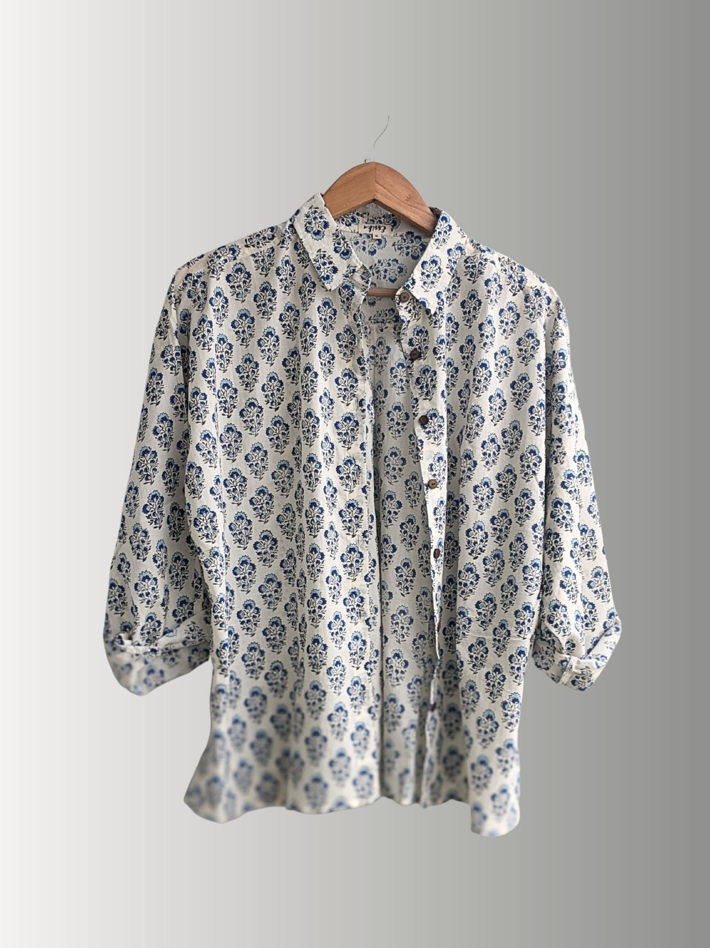 Women's Oversize Shirt | Block Print | Dark Blue