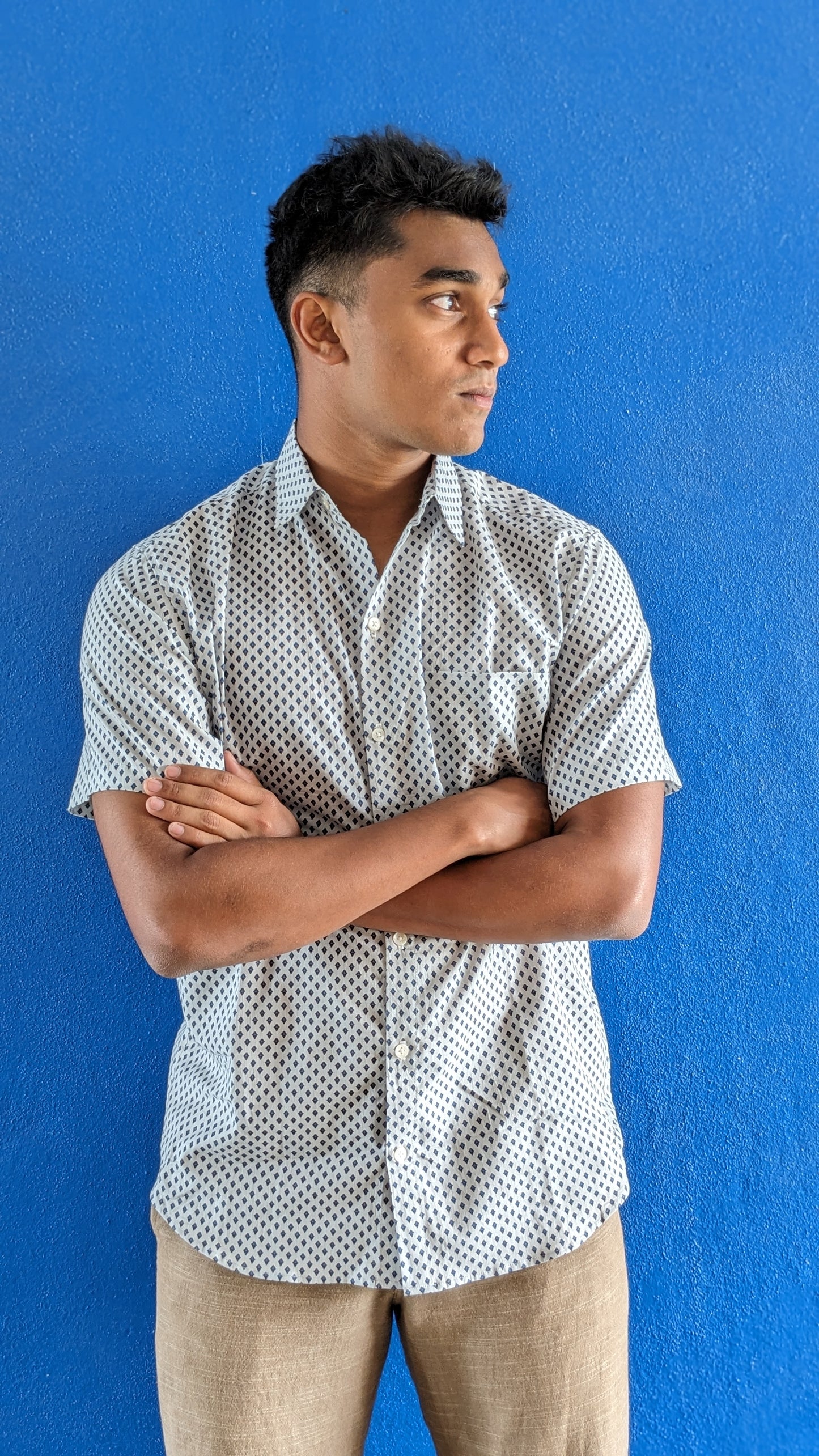 Men's Regular Cotton Shirt | Block Print | King of Diamonds