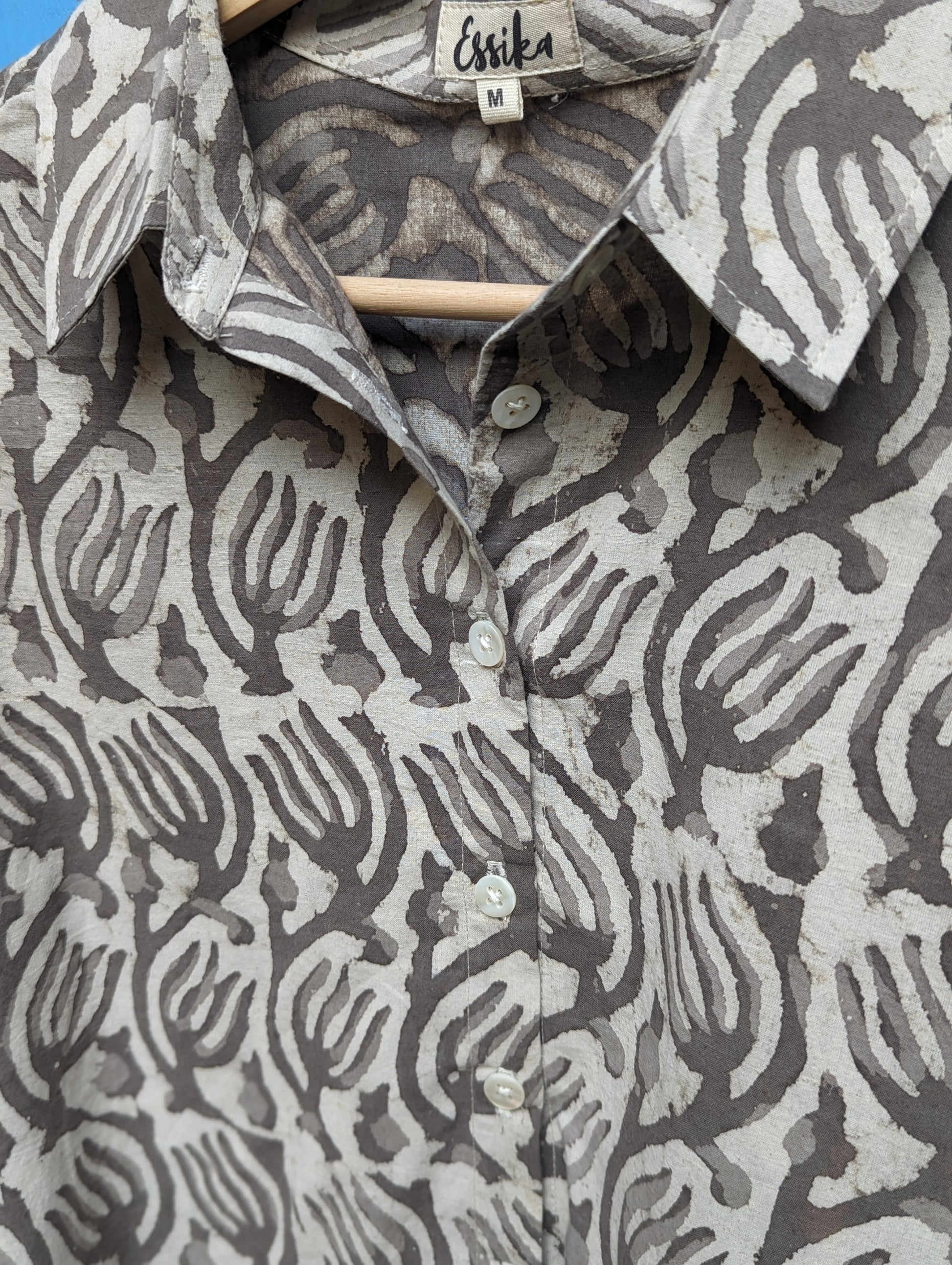 Women's Coord Set, Cotton Full Sleeves Shirt - Closeup Image