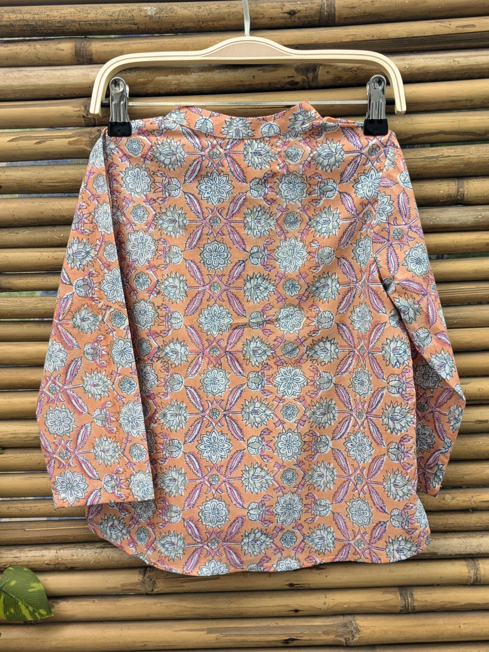 Boys full sleeves shirt in orange and pink - back image