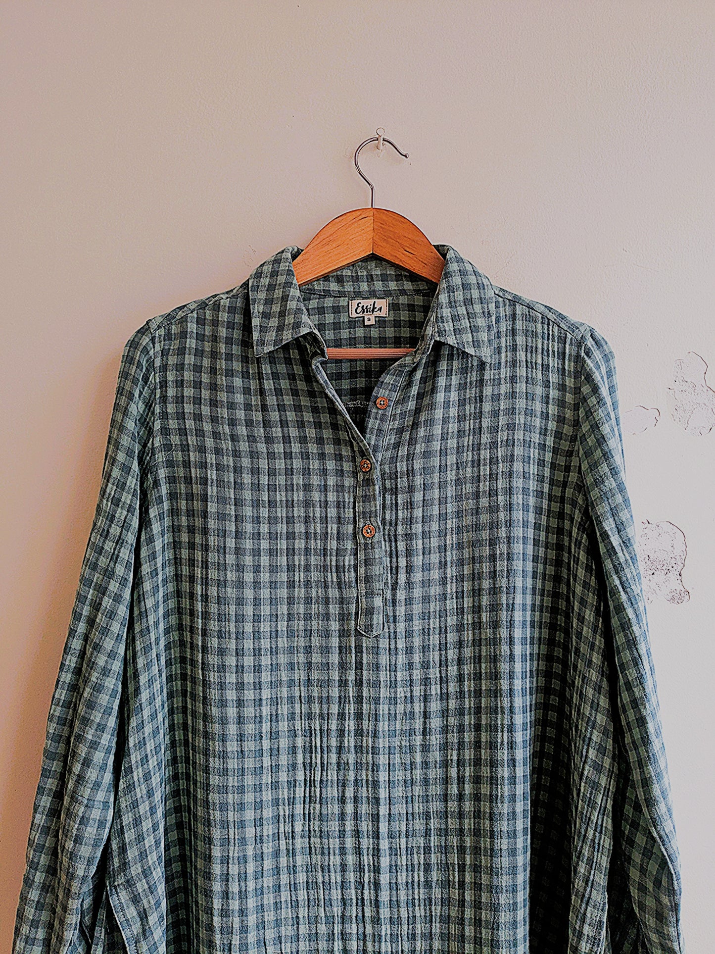 Chemise surdimensionnée pour femmes | Impression en bloc | Bleu foncé