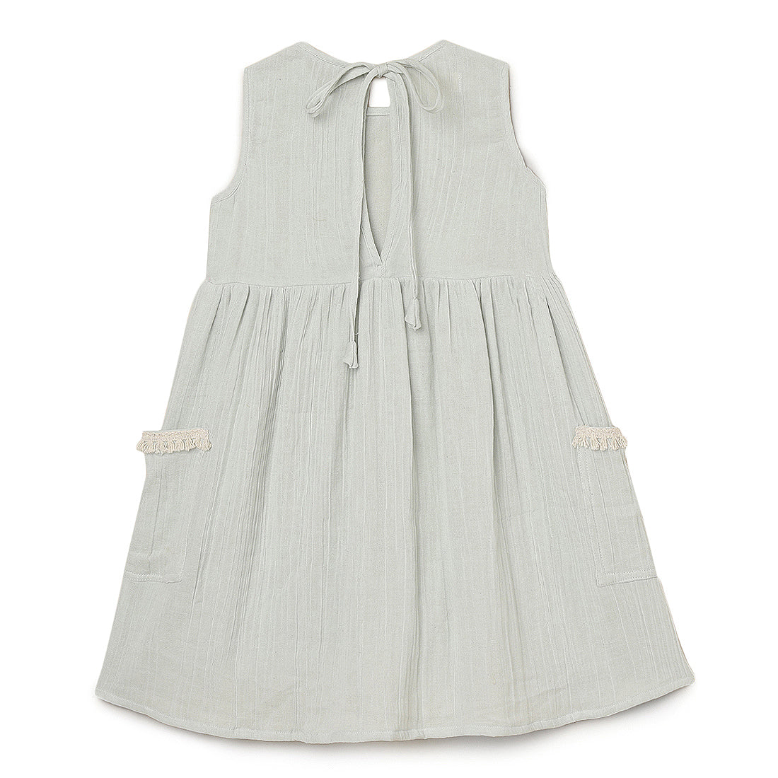 Girls Cotton Sleeveless Dress Teal Gauze -Blue 2 yrs to 6 yrs - Back