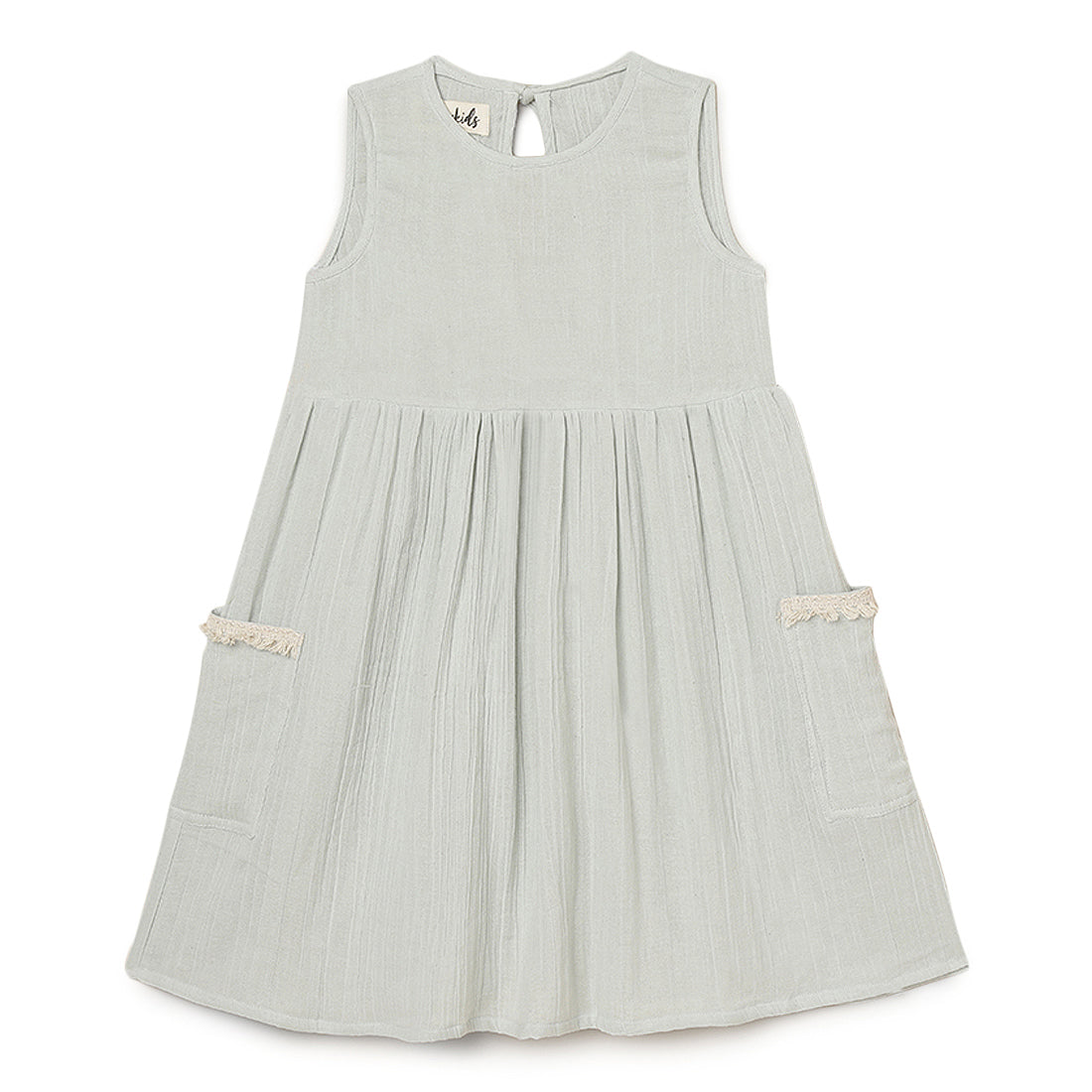 Girls Cotton Sleeveless Dress Teal Gauze -Blue 2 yrs to 6 yrs - Front
