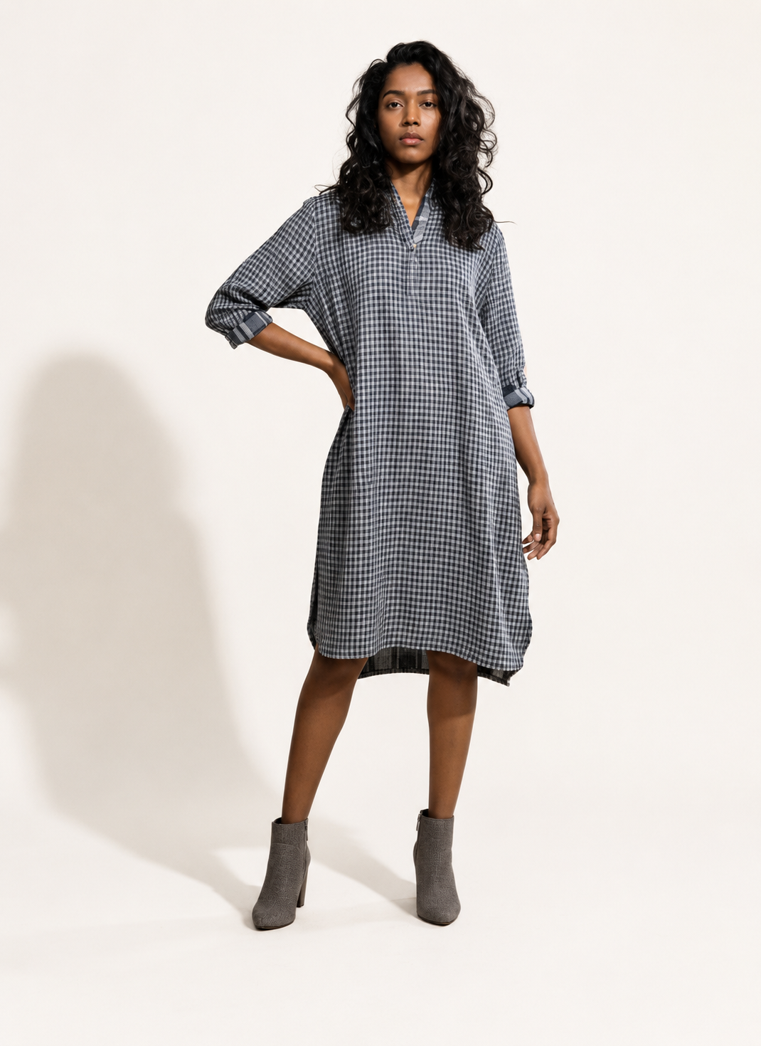 Women's Regular Kurta | Cotton | Navy Square