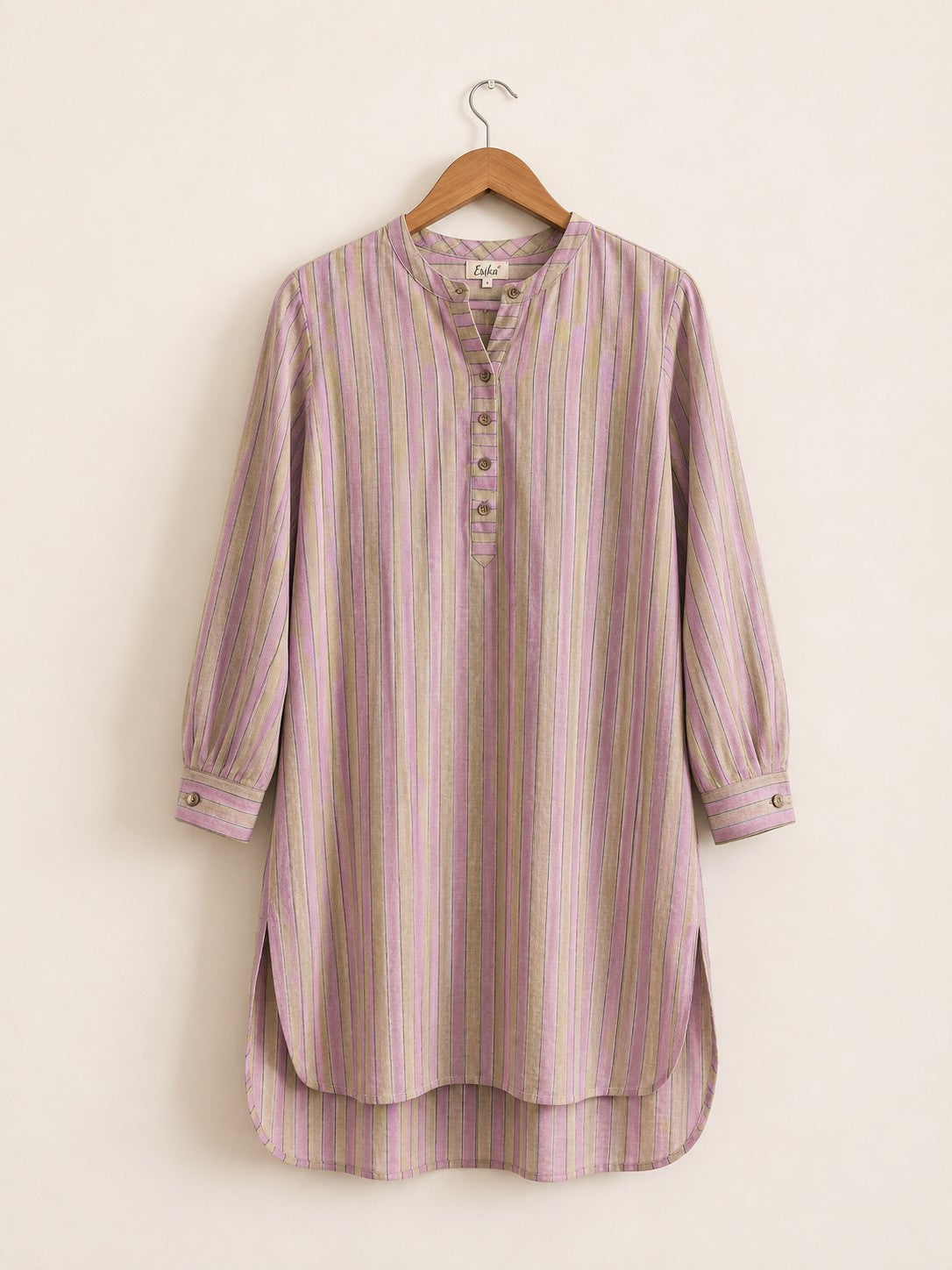 Women's Regular Kurta | Handloom Cotton | Pink Stripes