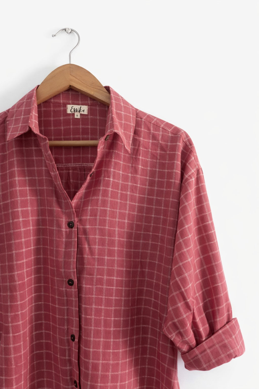 Women's Oversized Shirt | Handloom Cotton | Red Checks