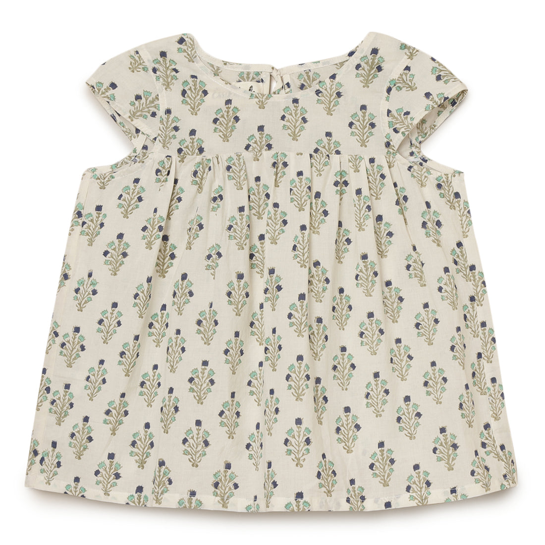 Girls Top and Shorts Set Teal & Indigo Block Print 2 yrs to 6 yrs - Front