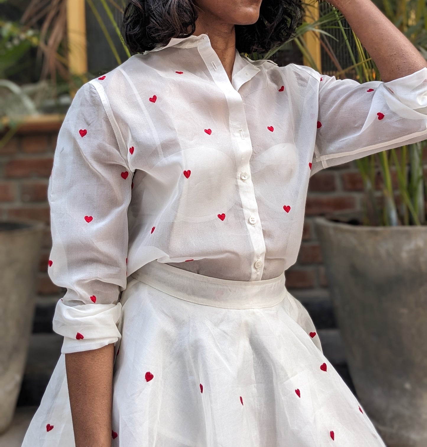 Women's Embroidered Shirt | Silk Organza