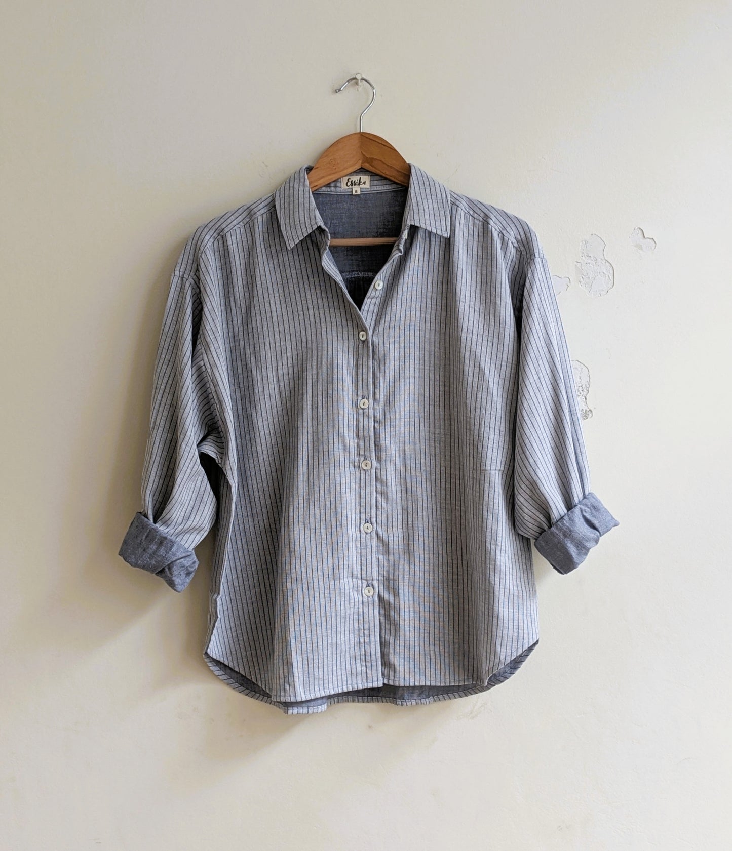 Chemise surdimensionnée pour femmes | Impression en bloc | Bleu foncé