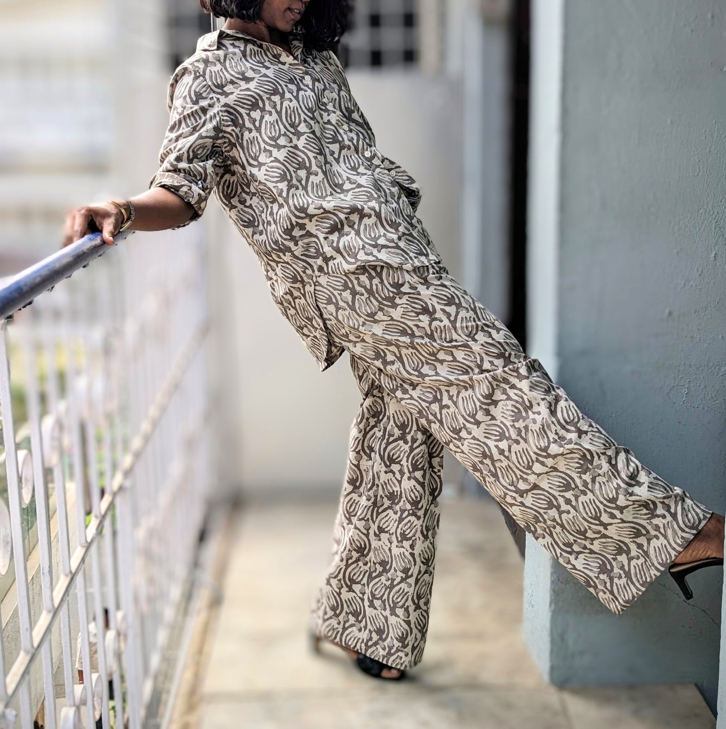 Women's Coord Set | Dark Grey print | Tuscan Sun