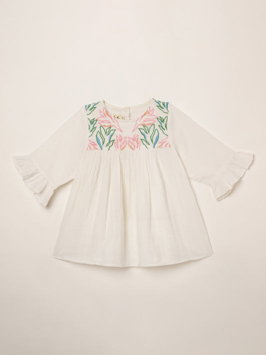 Embroidered Girls Top | Organic Cotton | 1 yr  to 8 yrs - Front