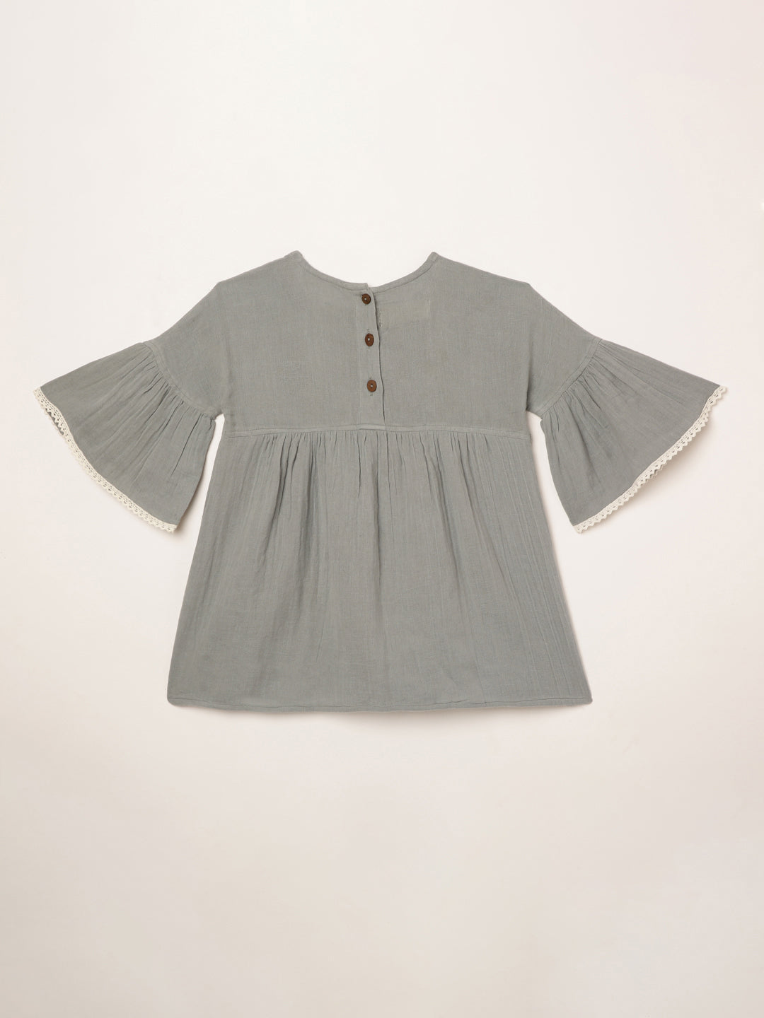 Blue Grey Cotton for girls - 4yrs to 8 yrs - Back