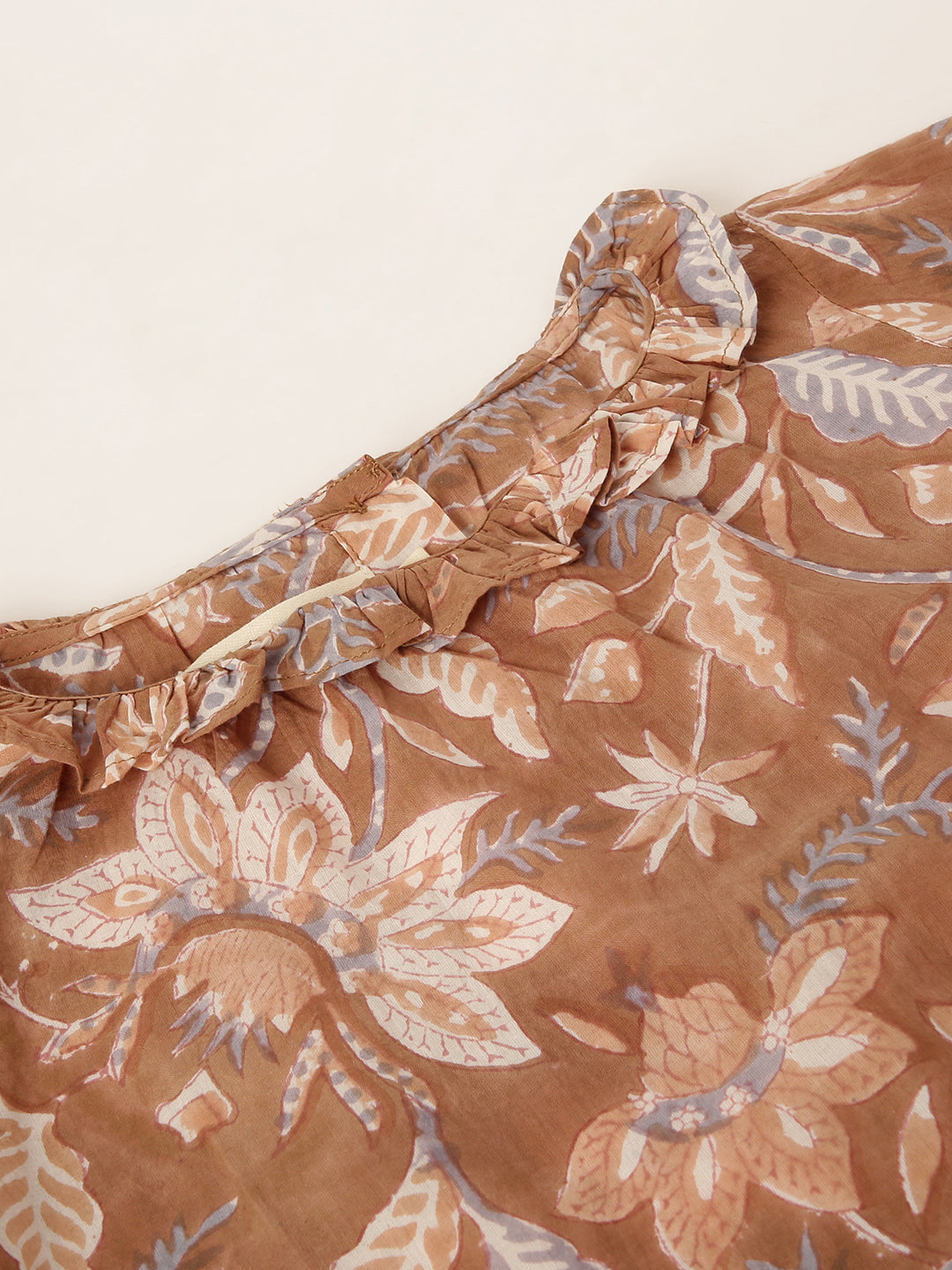 Brown and lavender block print blouse. Age 1-4 years