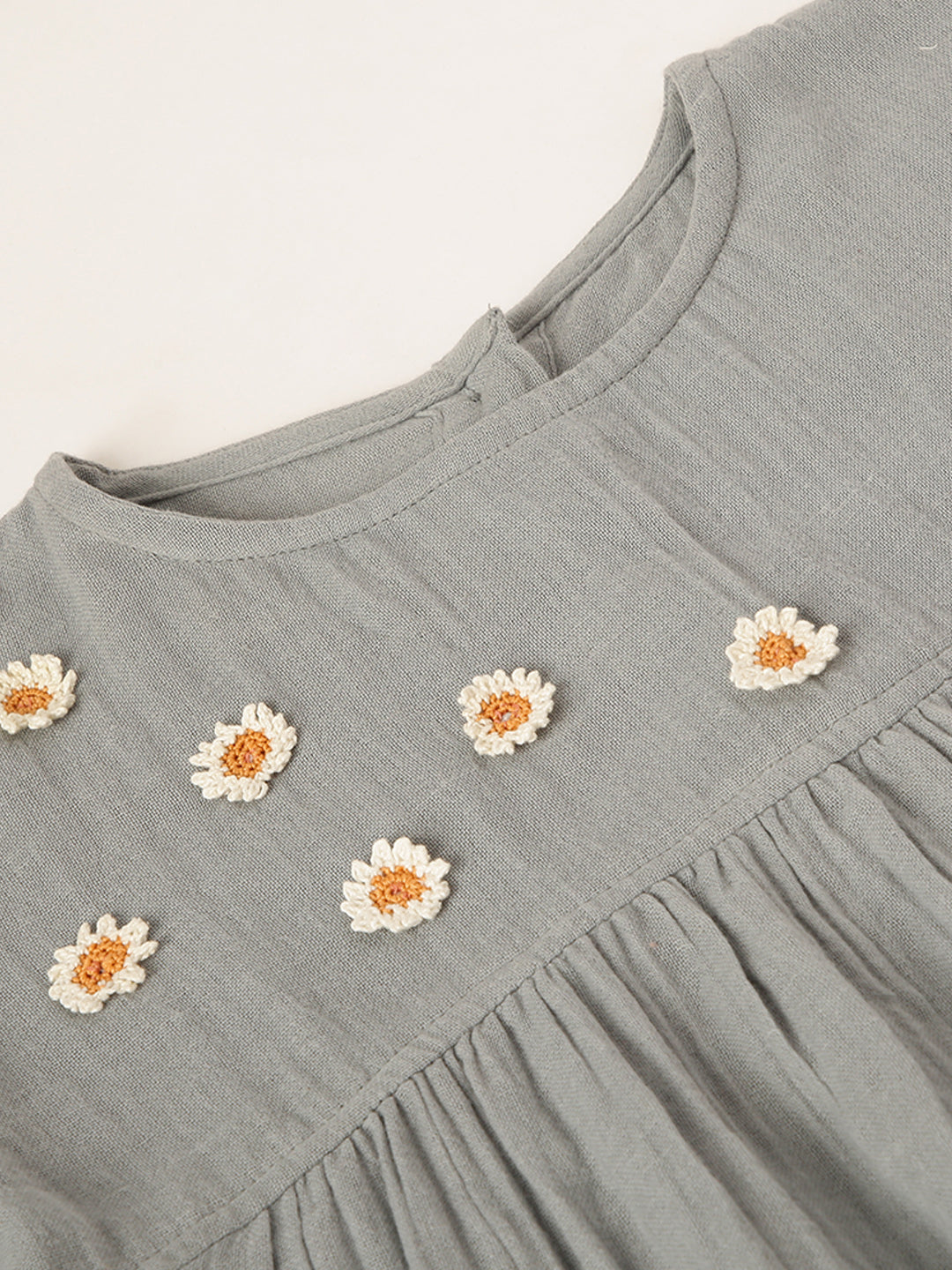 Blue Grey Cotton for girls - 4yrs to 8 yrs - Close-up
