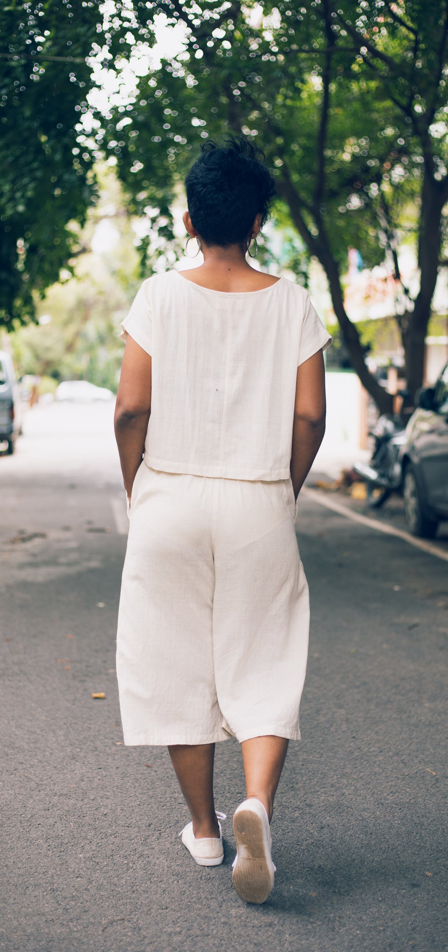 Zen box top for women in kora hand loom cotton
