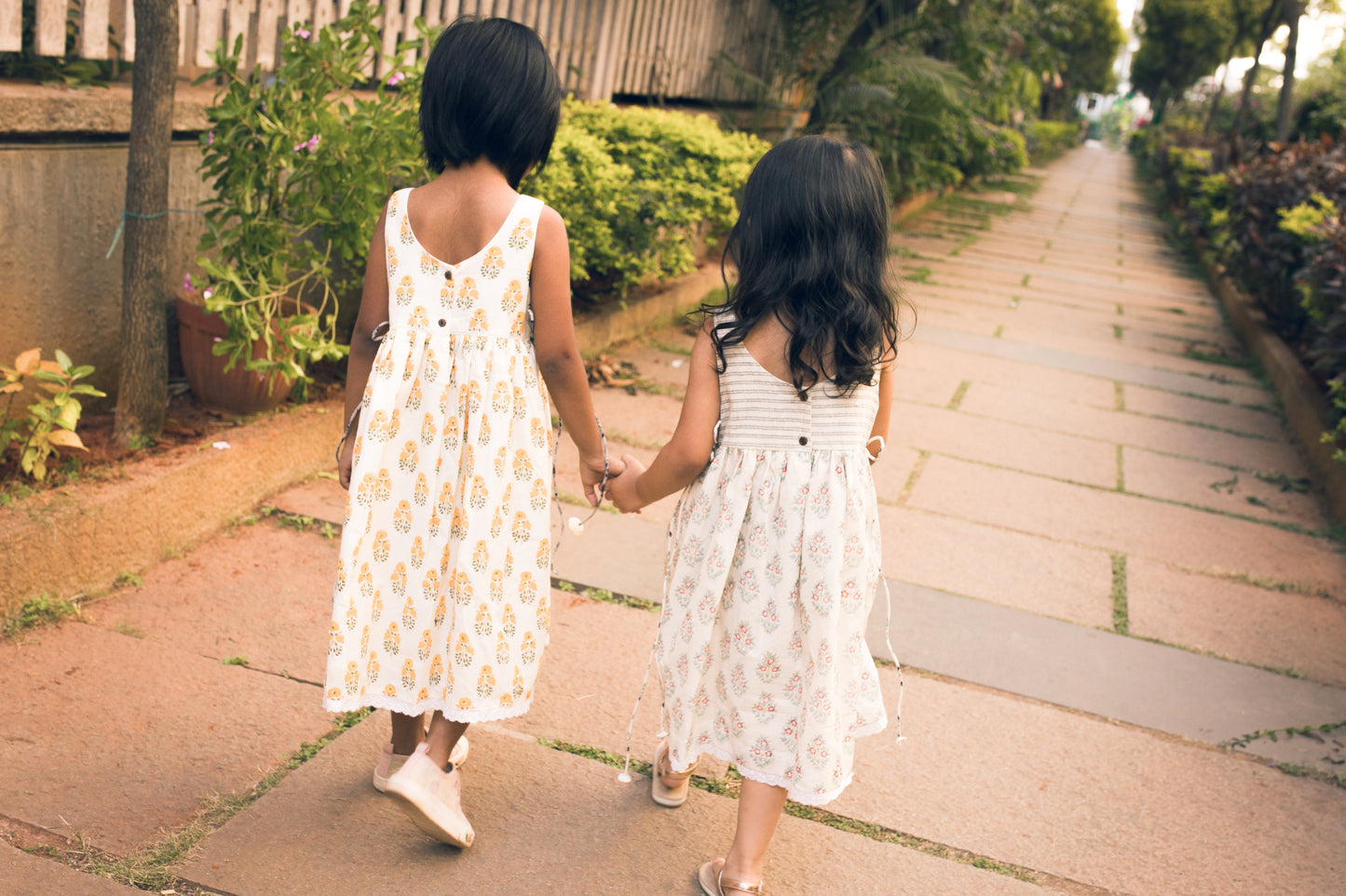 Girls Sleeveless Cotton Dress - Yellow 1 Yr to 8 Yrs - Back