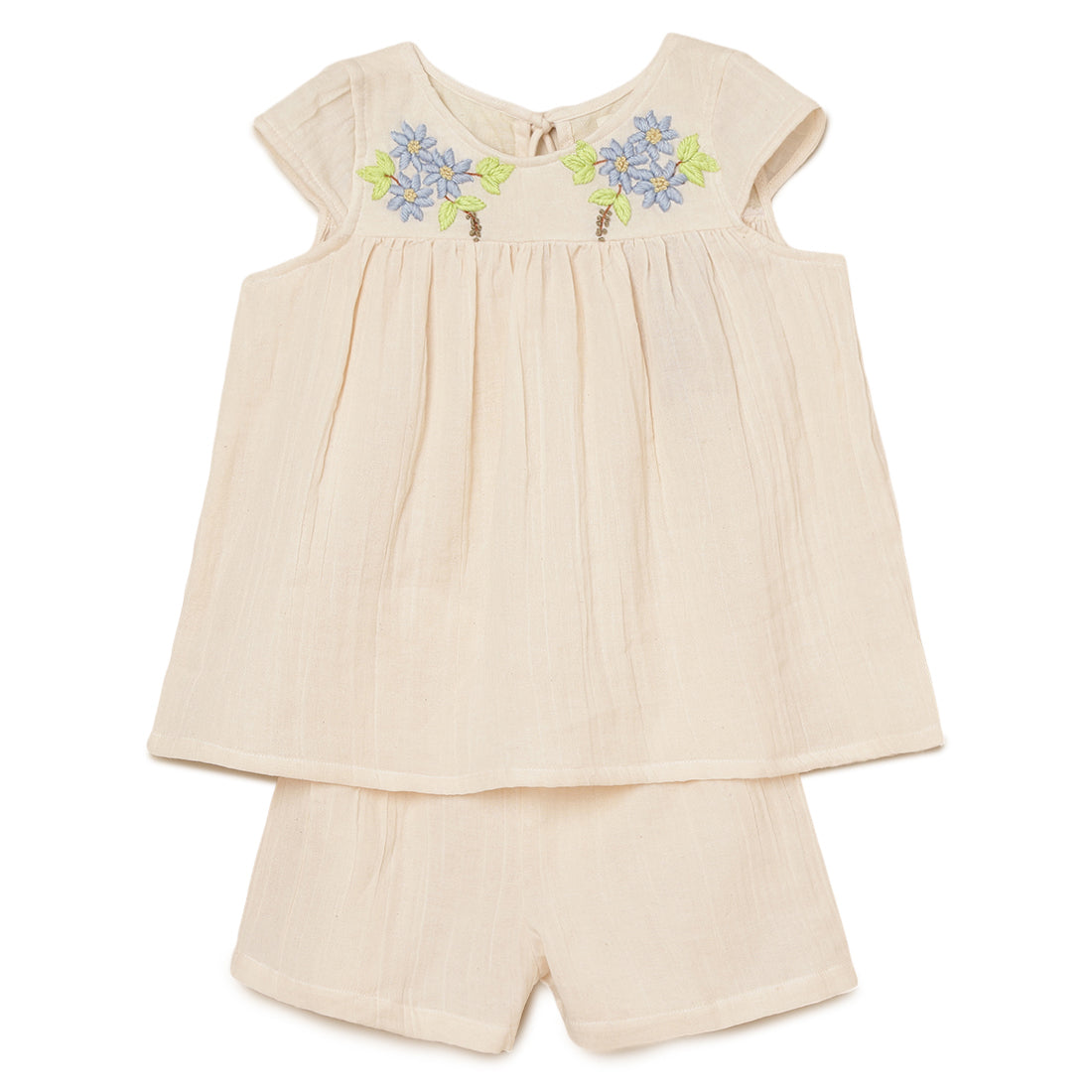 Girls Embroidered Top and Short Set - Full set