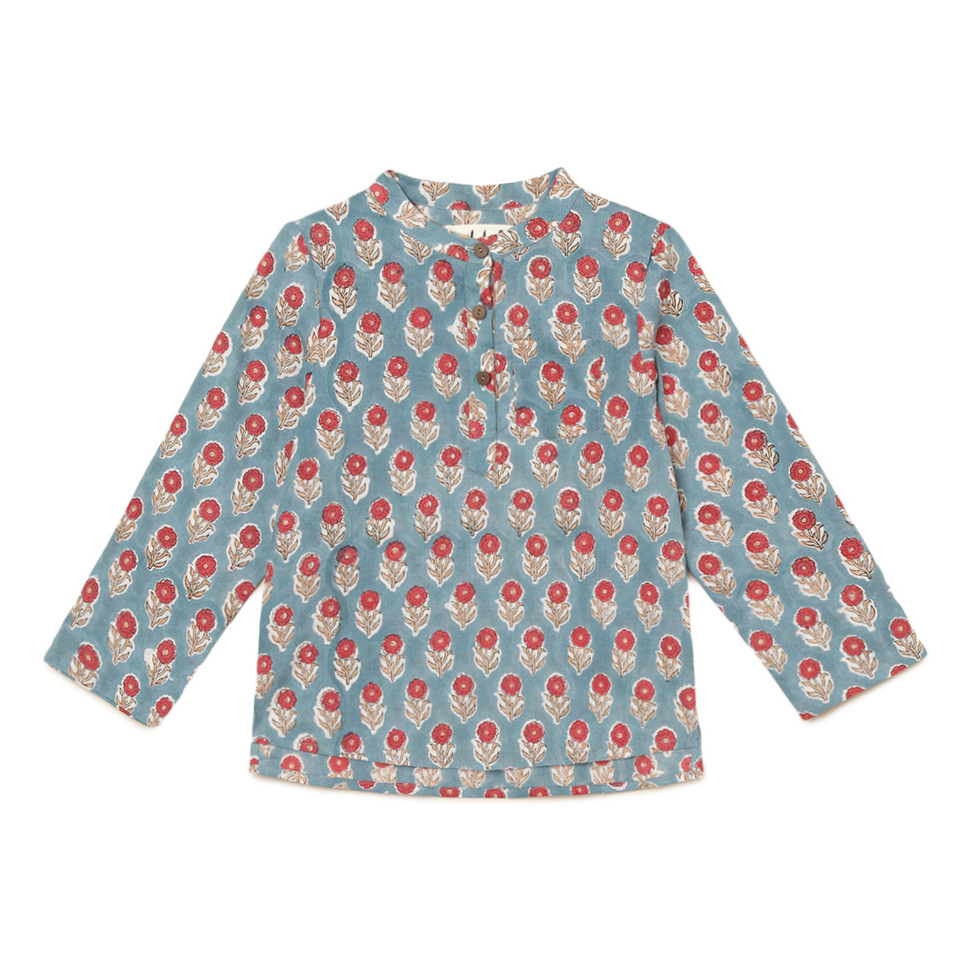 Boys Cotton Teal & Red full sleeves shirt 2 yrs to 6 yrs - Front