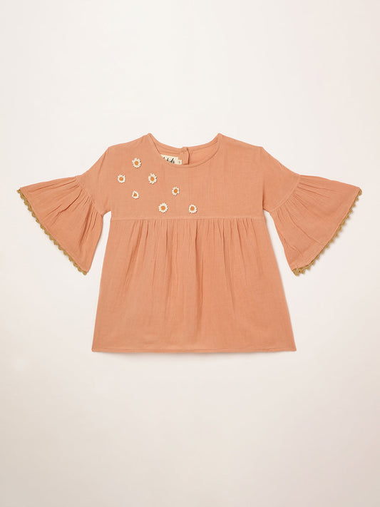 Girls Daisy Cotton Top - 4 yrs to 8 yrs - Front