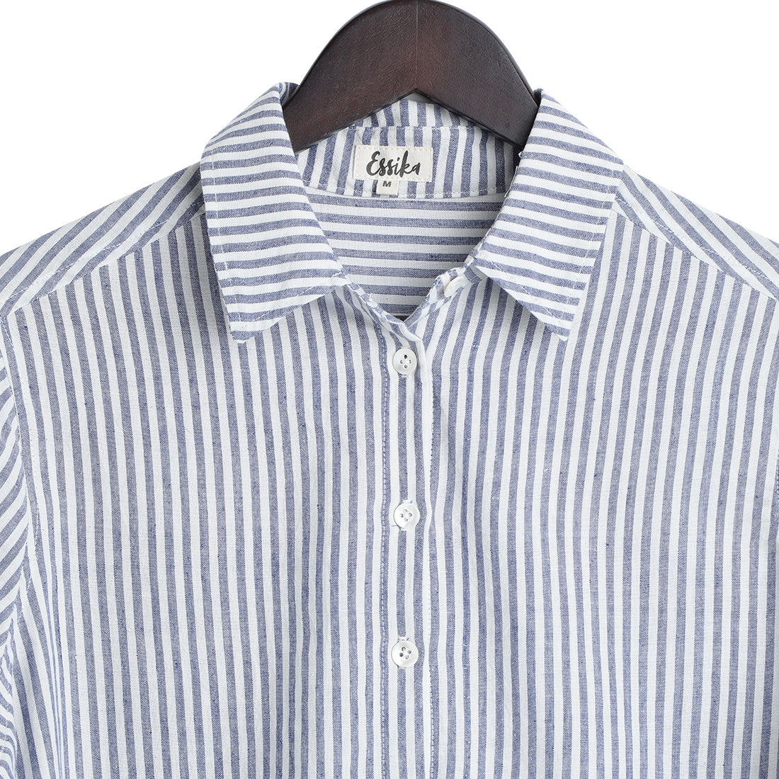 Cotton Regular Full Sleeves  Blue Stripes Shirt - Close up Image 