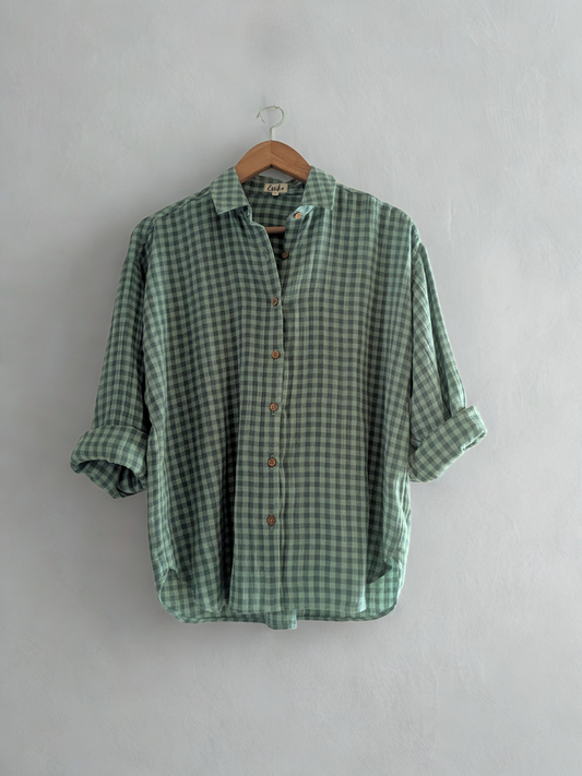 Chemise surdimensionnée pour femmes | Impression en bloc | Bleu foncé 