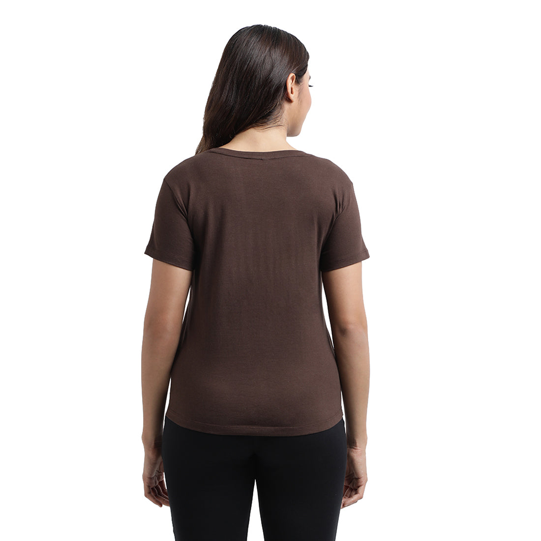Cotton Workout Tee - Brown - Back Image