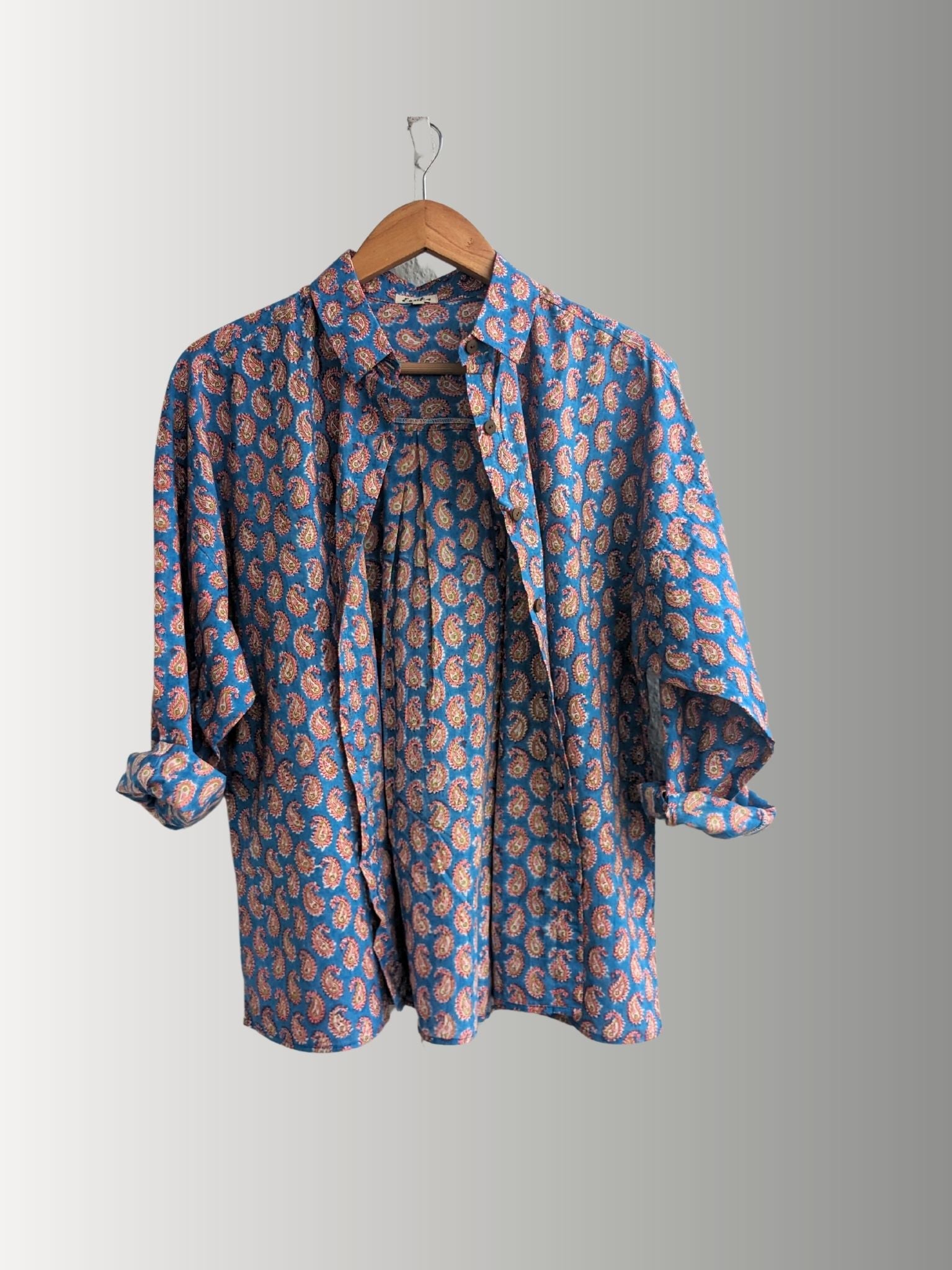 Women's Cotton full sleeves loose fitting, Casual wear shirt, Blue and Pink  in 4 sizes (S, M, L, XL)