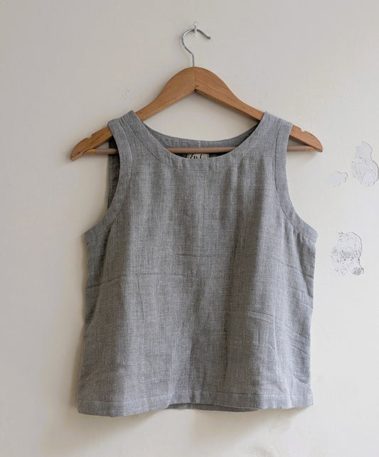 Women's sleeveless cotton top in grey - front image