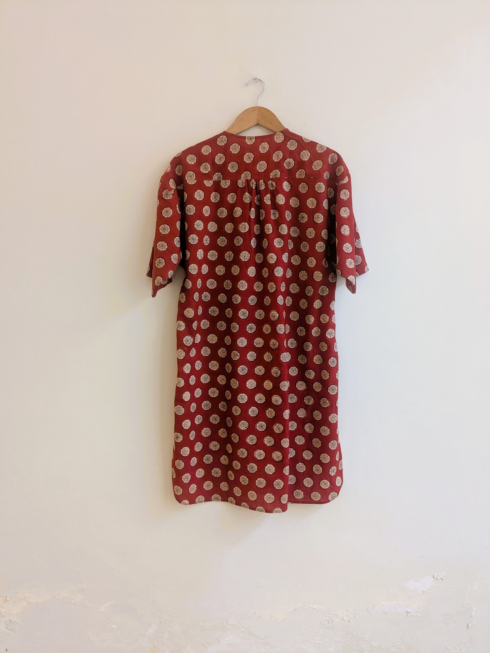 Women's Oversized Kurta with 3/4th sleeves in brick red  - back image