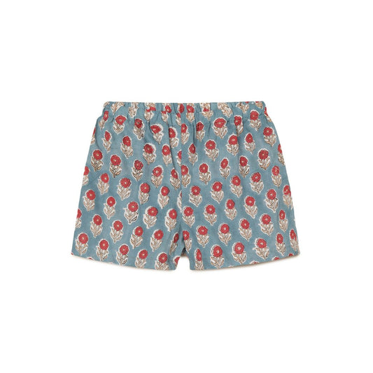 Girls Shorts | Teal and Red Flower | Block Print | 2 yrs to 6 yrs