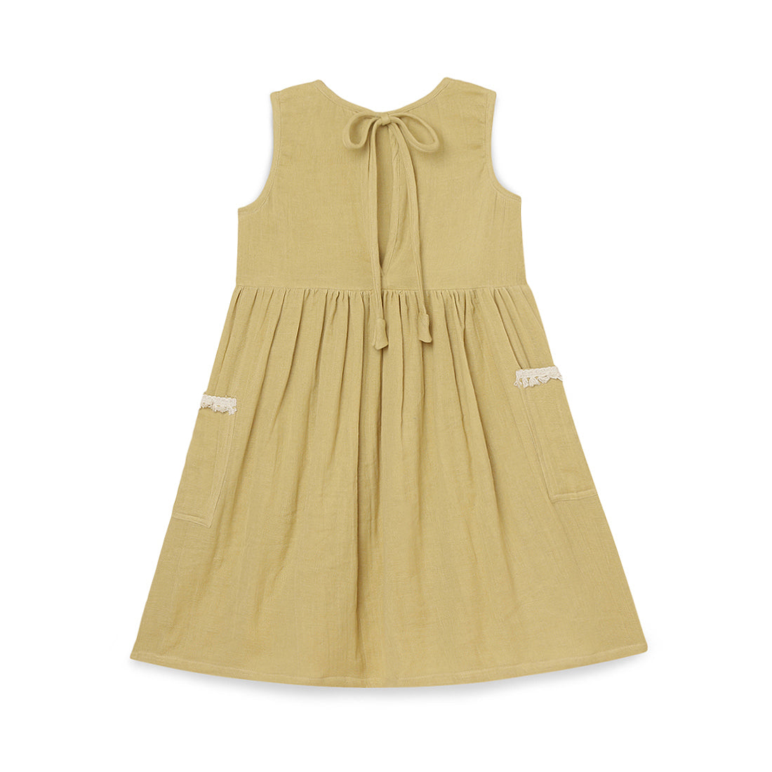 Girls Tie-Back Dress | Lemon Gauze | 2 yrs to 6 yrs