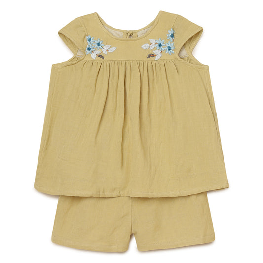Girls Embroidered Top and Shorts - 2 yrs to 6 yrs - Full set