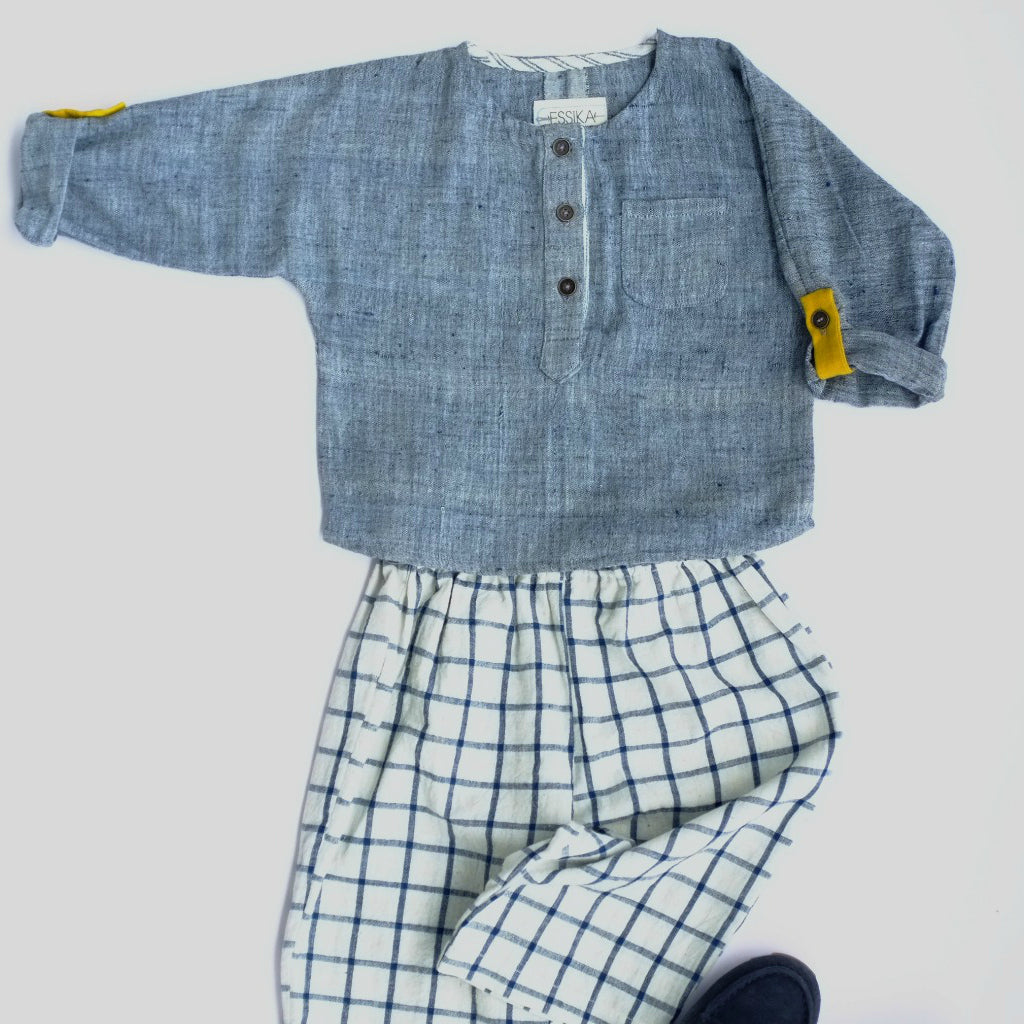 Unisex pants | Handloom Cotton | Blue Checks